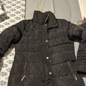 Michael Kors Black Puffer Jacket with Gold Accents